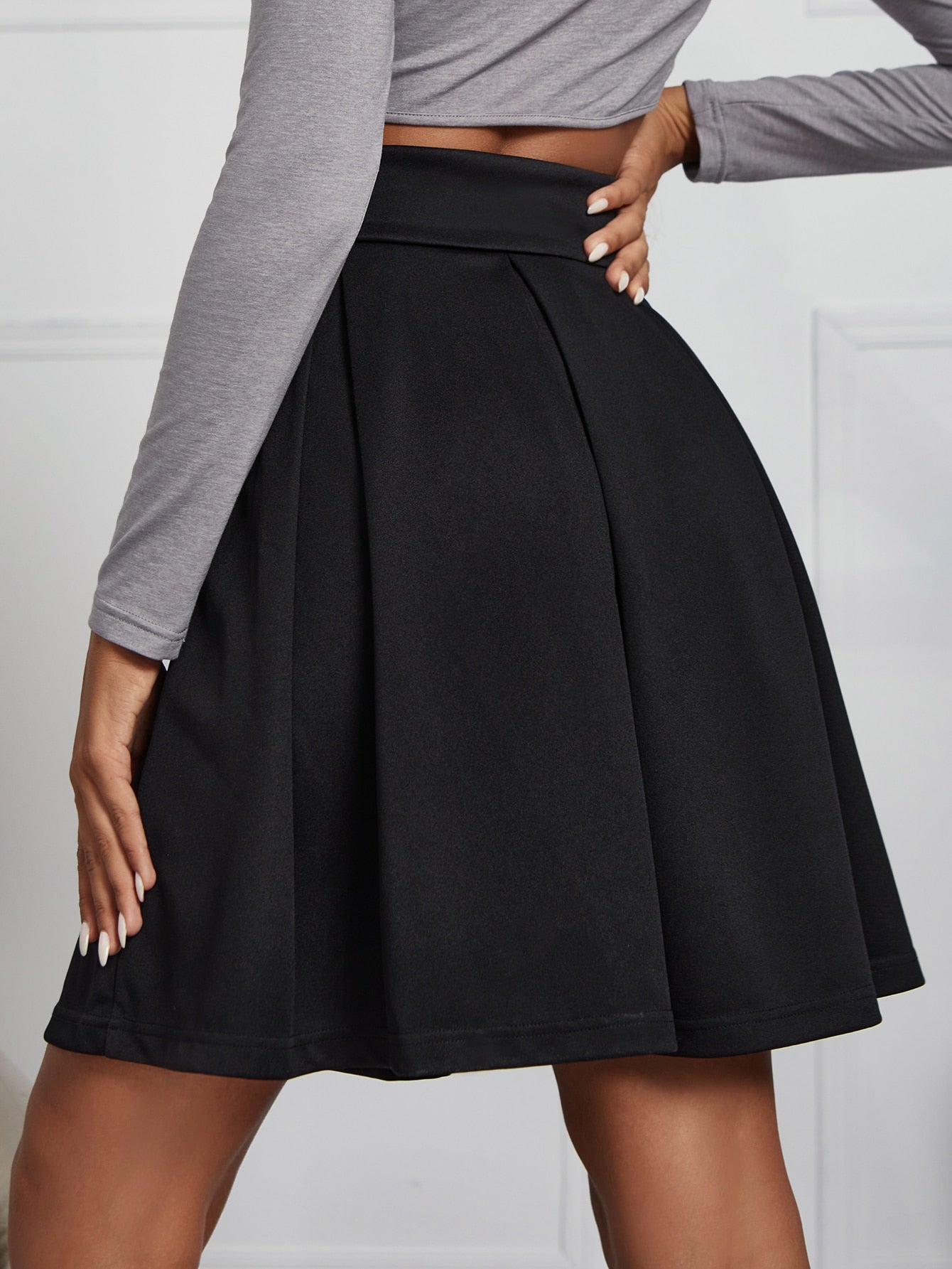 Zijrits Effen Geplooide Rok Dames Hoge Taille Korte Casual Rok Lente Zomer