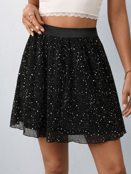 Dames Contrasterende Mesh Rok Eenvoudige Modieuze Casual Dagelijkse Kleding
