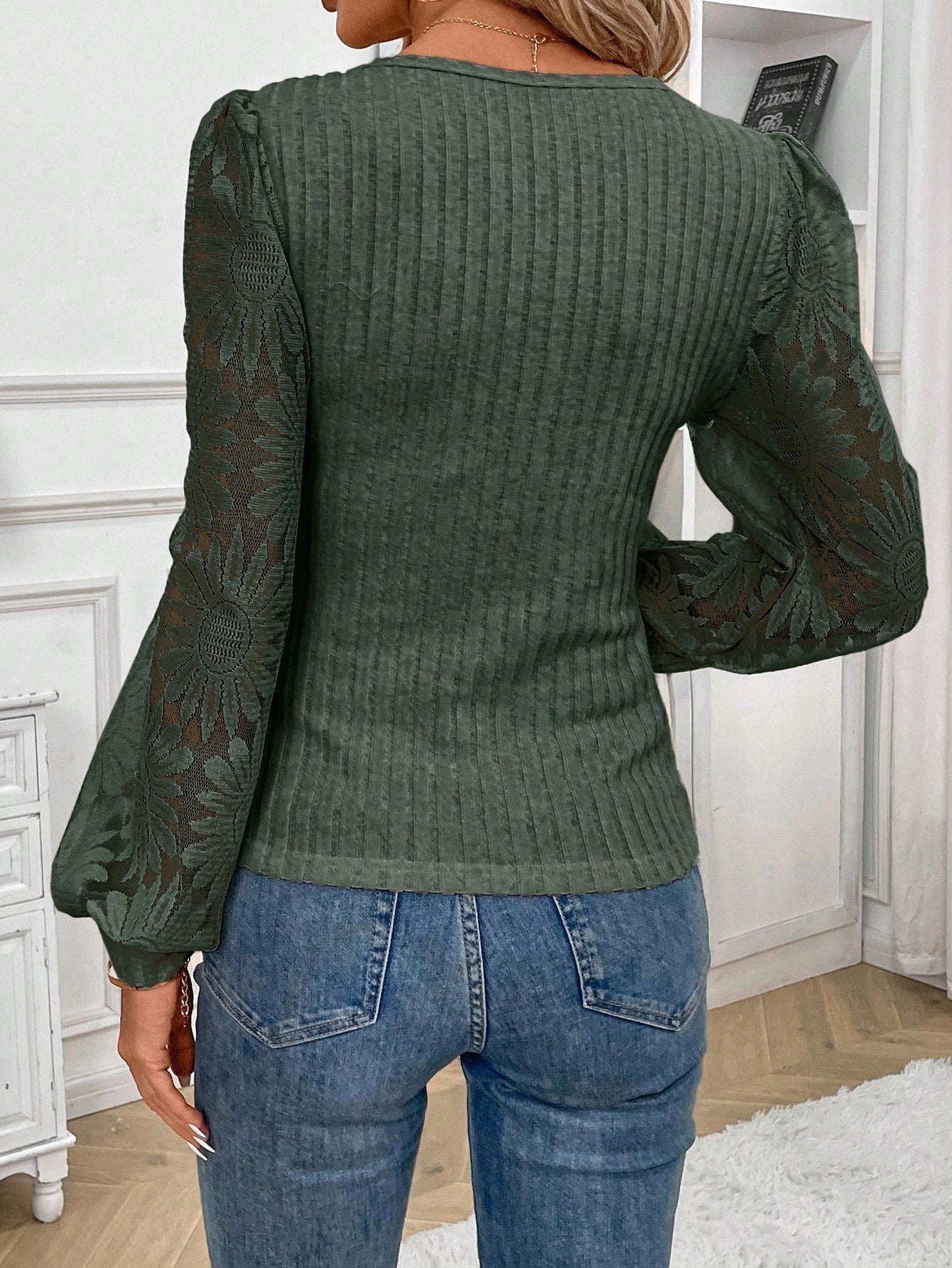 Dames Getailleerde Top Met Sweetheart Hals Lange Mouwen Casual Elegante Blouse Voor Lente En Herfst