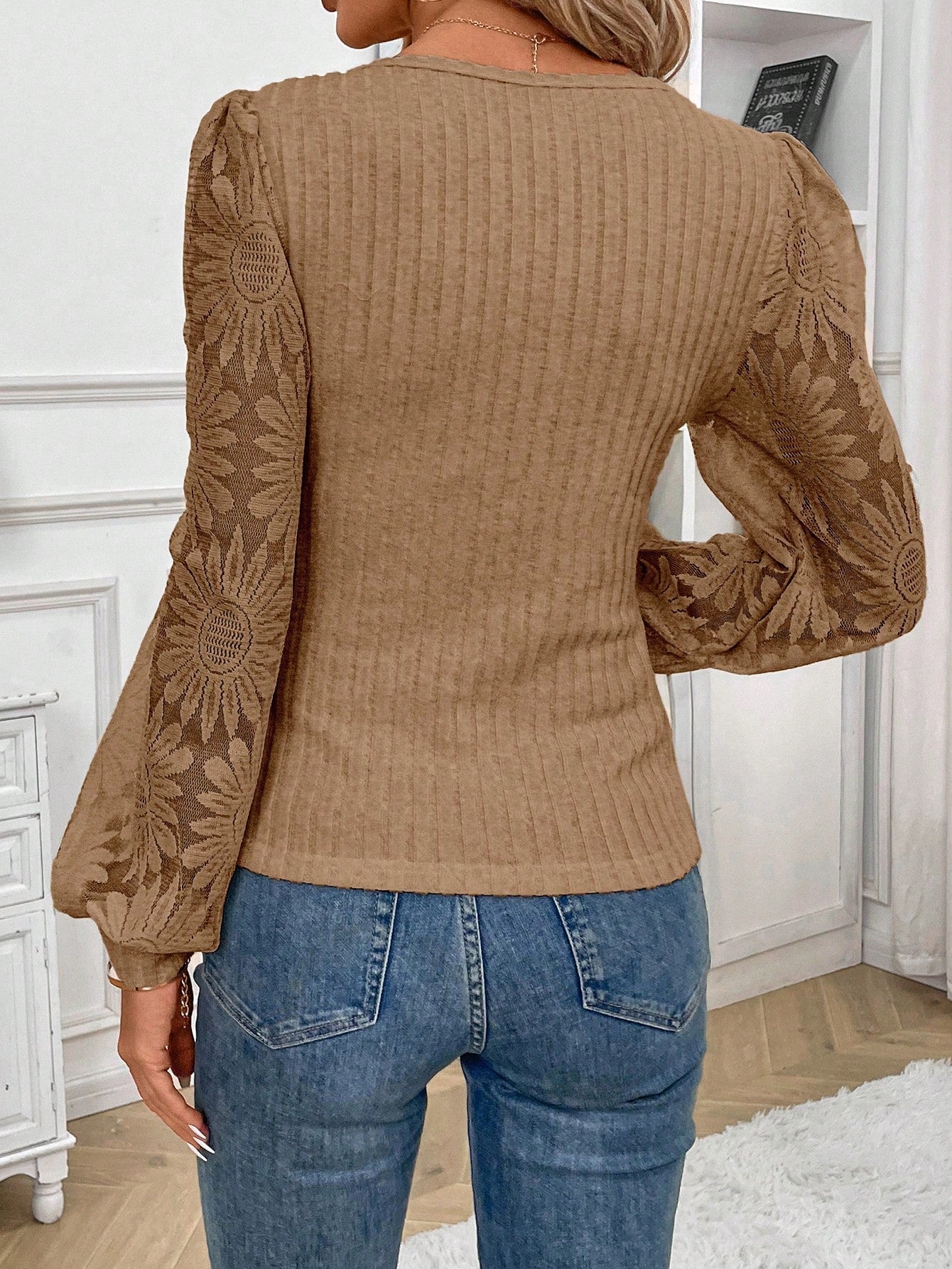 Dames Getailleerde Top Met Sweetheart Hals Lange Mouwen Casual Elegante Blouse Voor Lente En Herfst