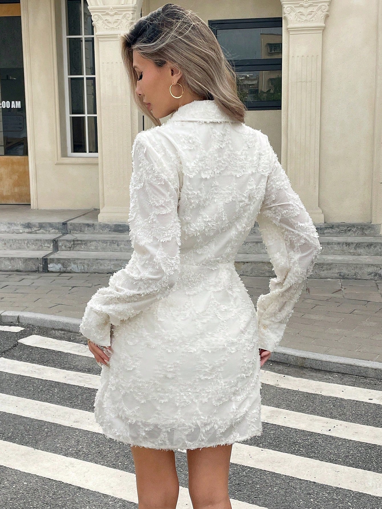 Elegante Dames Herfstjurk Met Lange Mouwen En Geplooide Kraag Wikkelstijl Geschikt Voor Feest En Dagelijks Gebruik