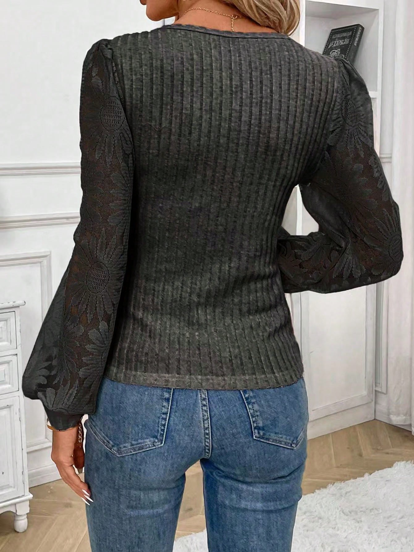 Dames Getailleerde Top Met Sweetheart Hals Lange Mouwen Casual Elegante Blouse Voor Lente En Herfst