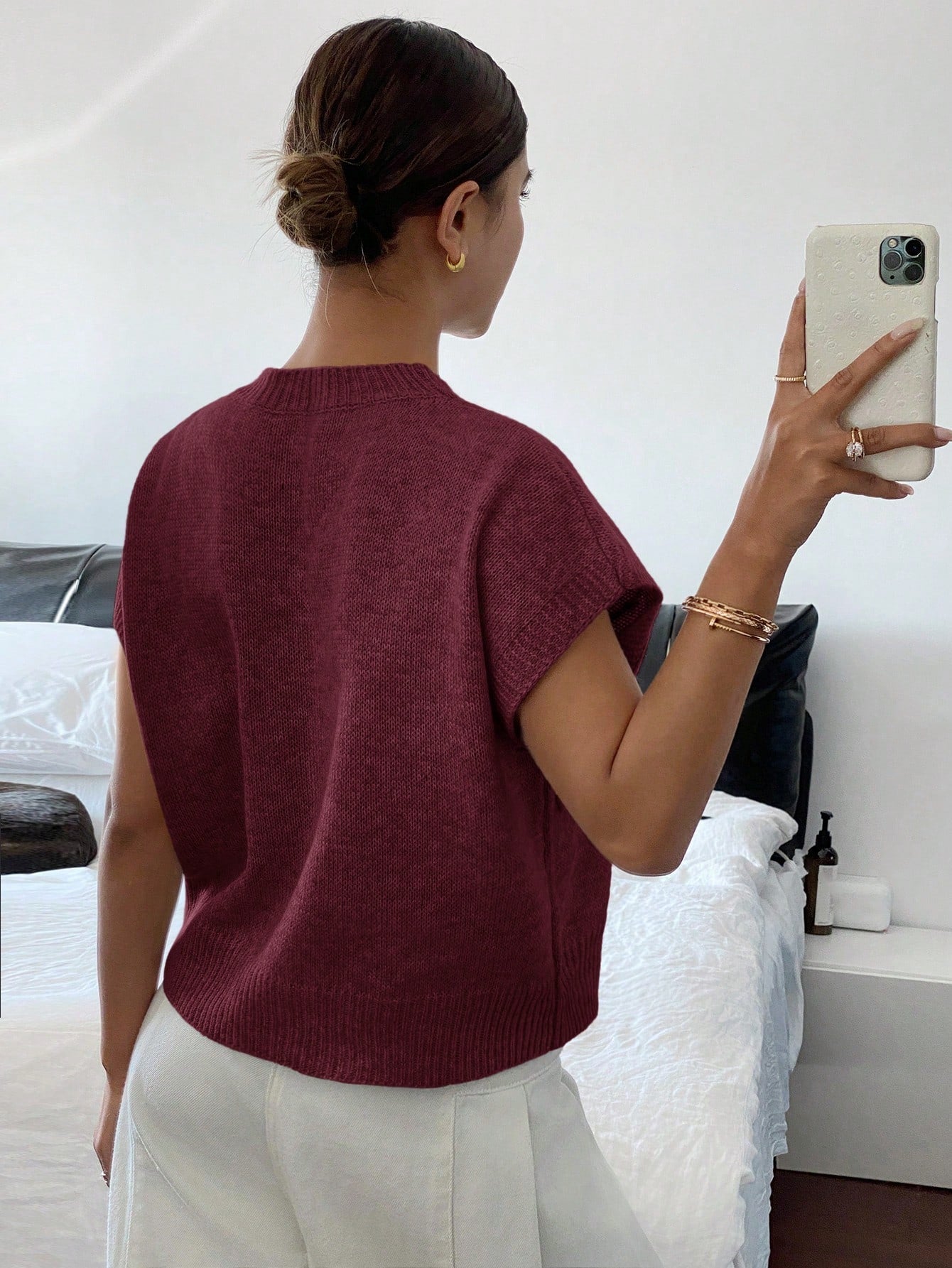 Dames Casual Gebreide Trui Top Minimalistisch Modieus Dagelijks Gebruik