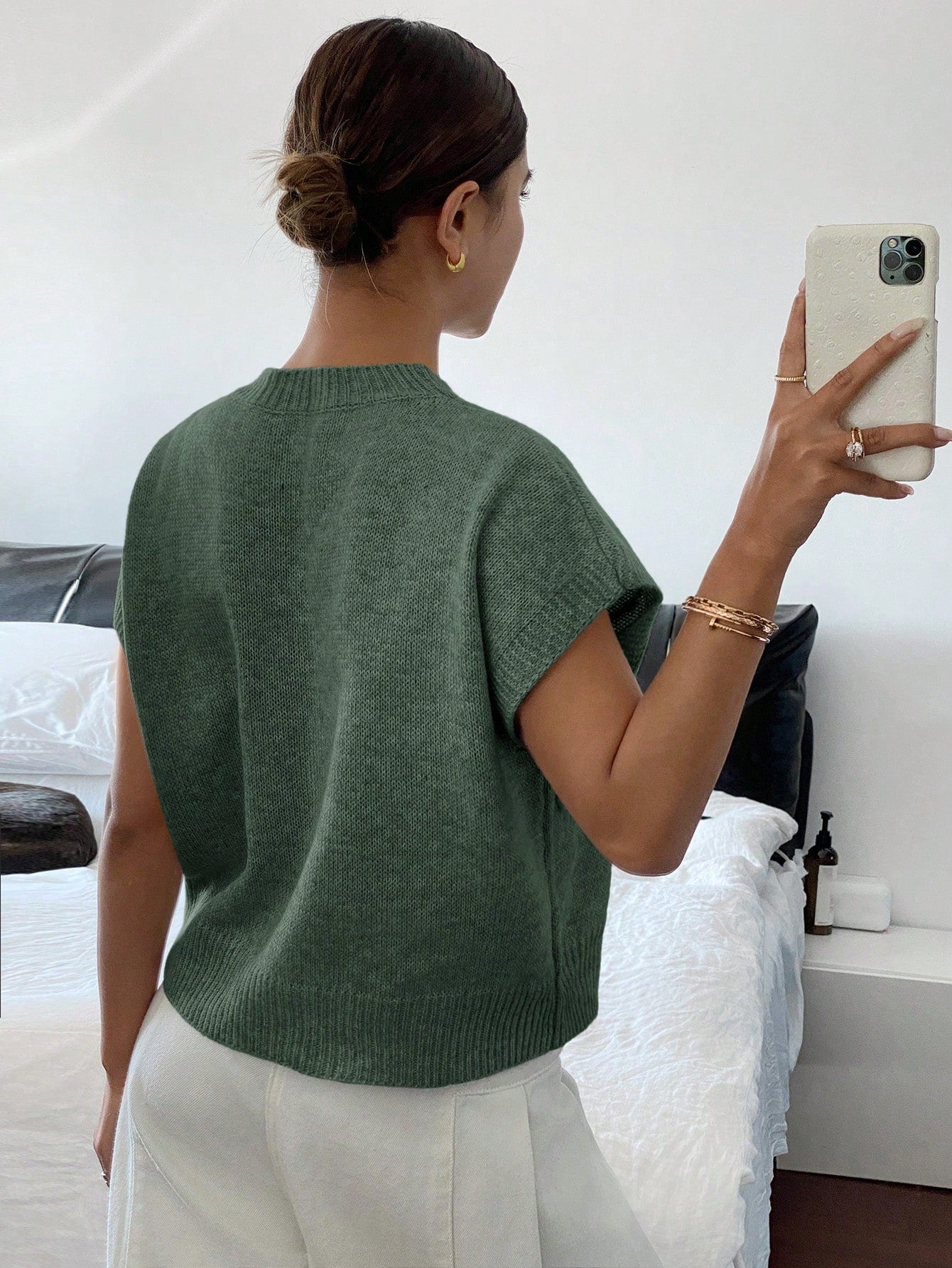 Dames Casual Gebreide Trui Top Minimalistisch Modieus Dagelijks Gebruik
