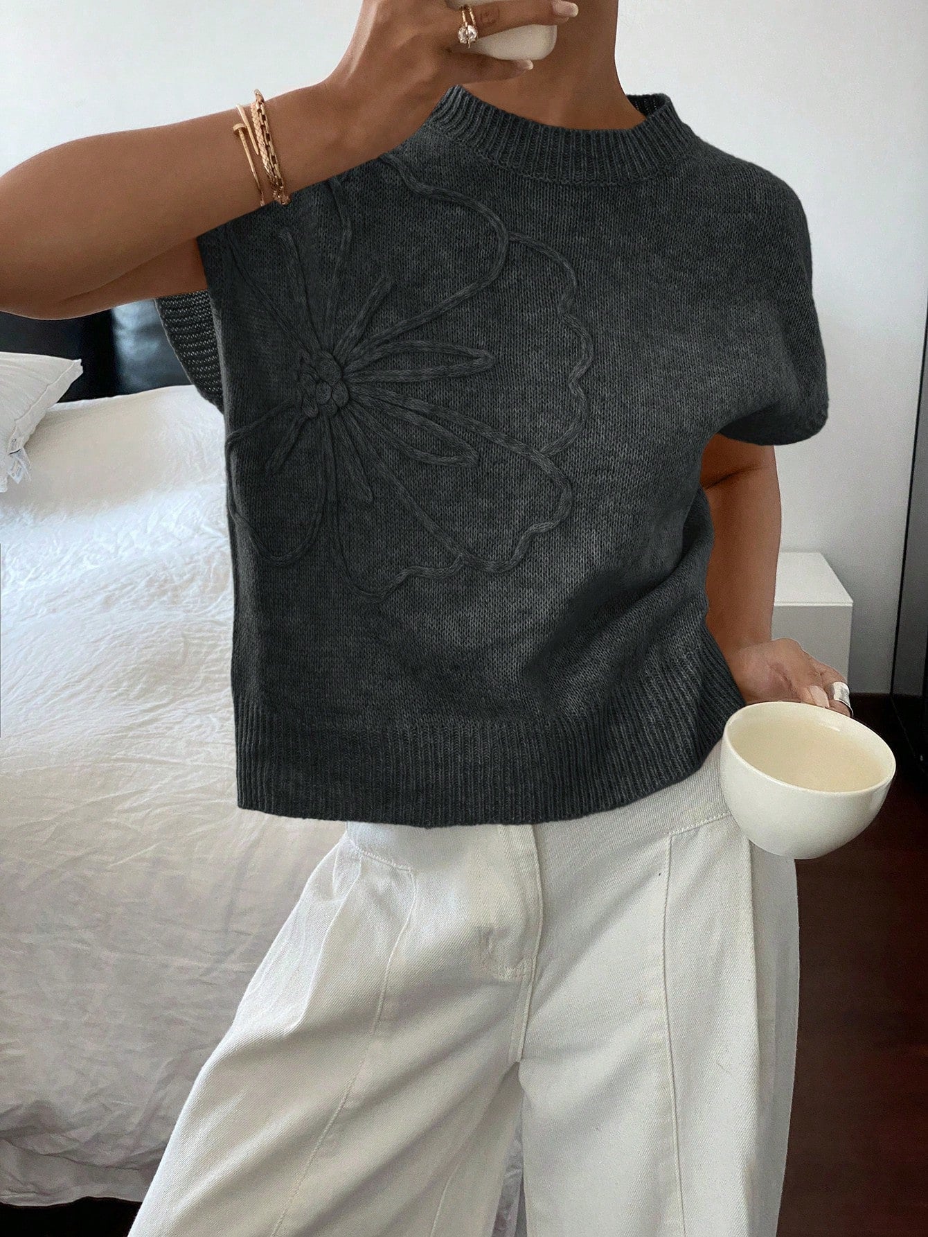 Dames Casual Gebreide Trui Top Minimalistisch Modieus Dagelijks Gebruik