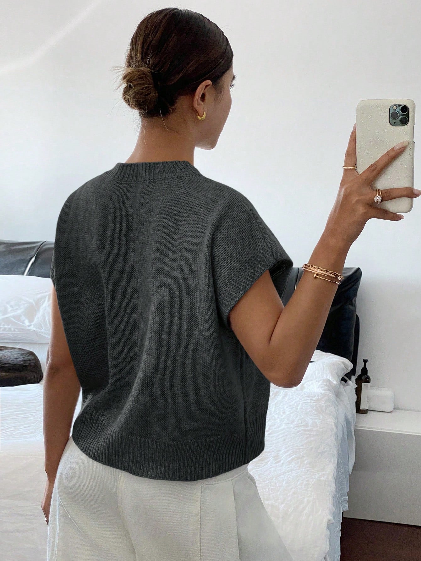 Dames Casual Gebreide Trui Top Minimalistisch Modieus Dagelijks Gebruik