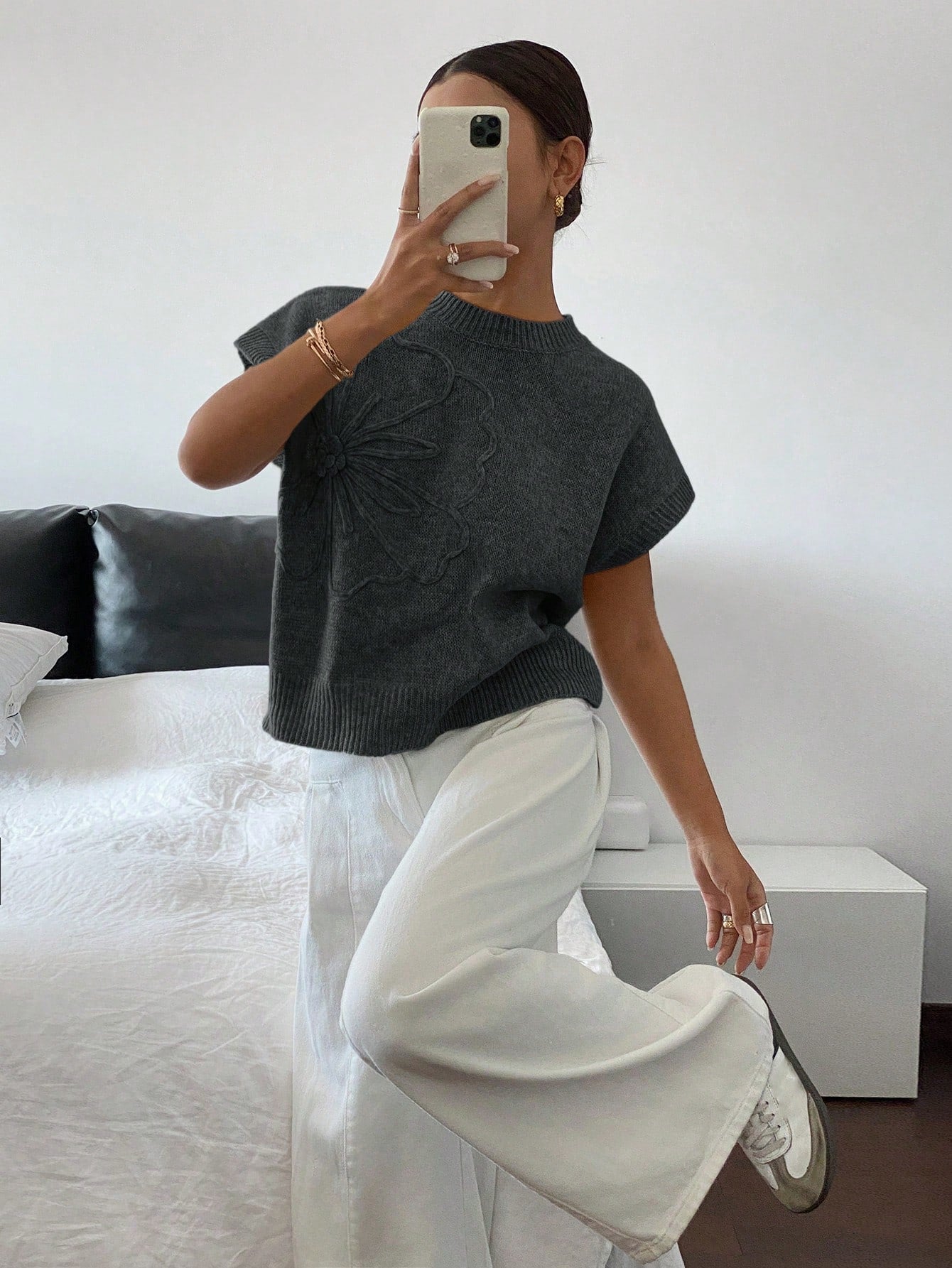 Dames Casual Gebreide Trui Top Minimalistisch Modieus Dagelijks Gebruik