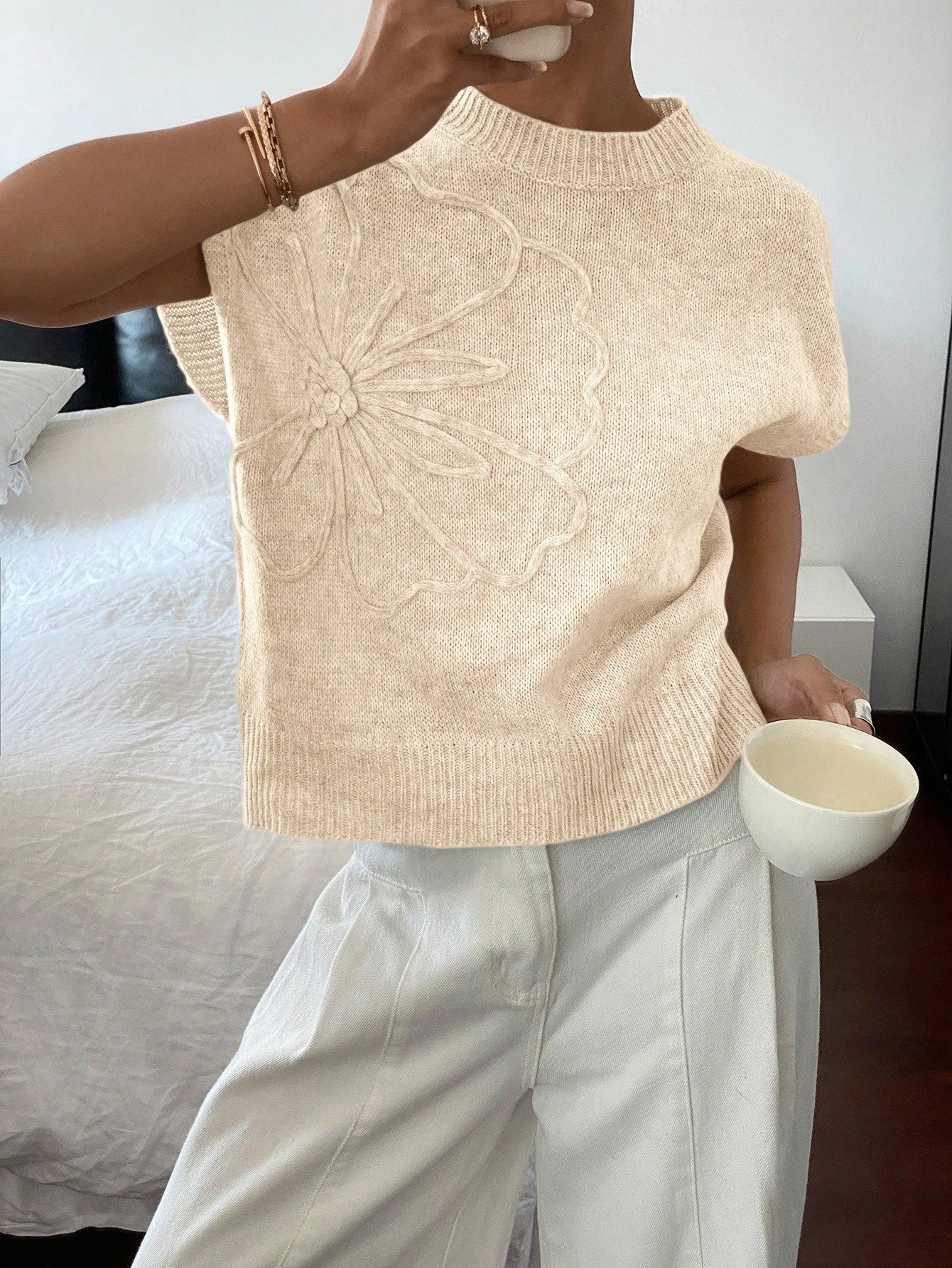 Dames Casual Gebreide Trui Top Minimalistisch Modieus Dagelijks Gebruik
