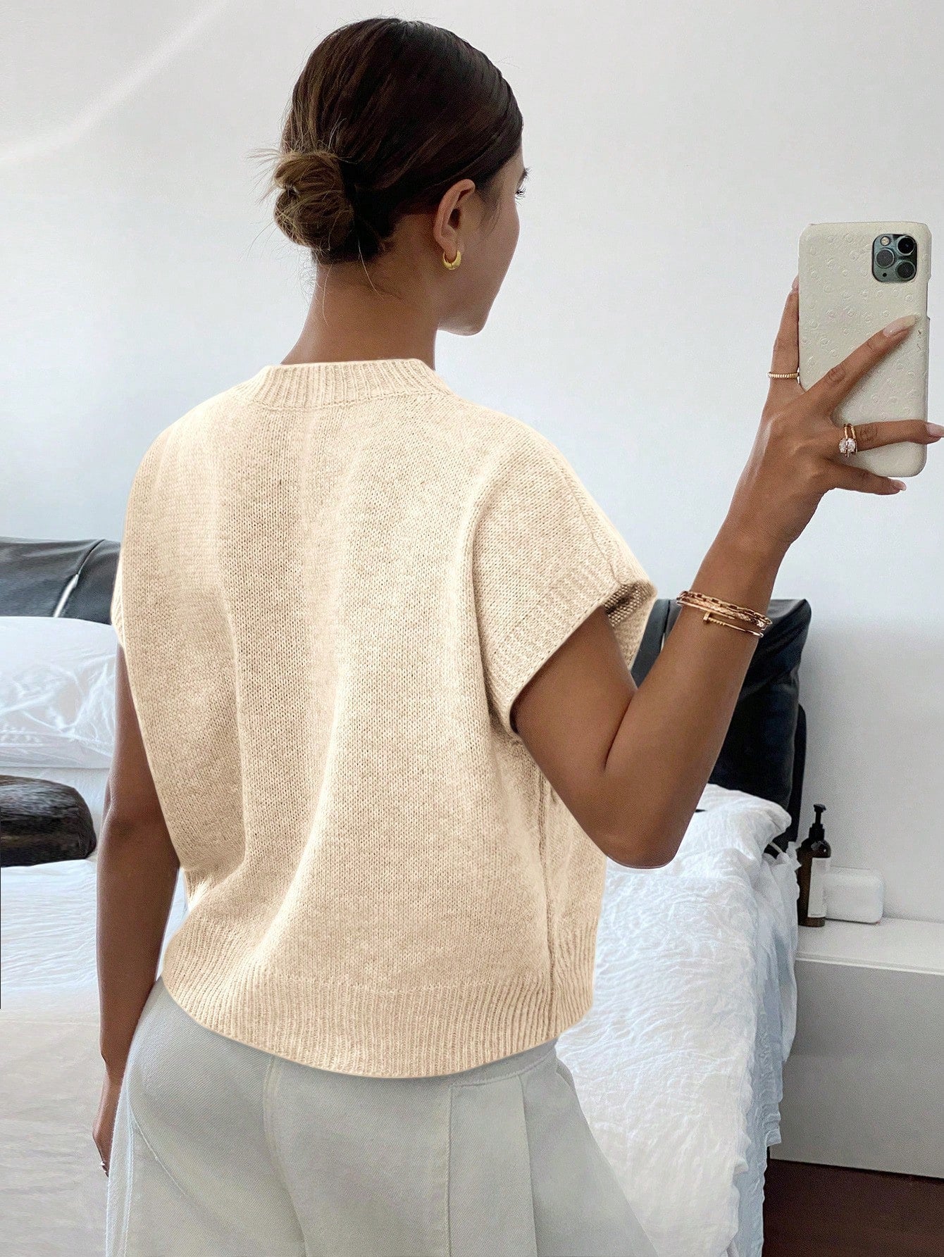 Dames Casual Gebreide Trui Top Minimalistisch Modieus Dagelijks Gebruik
