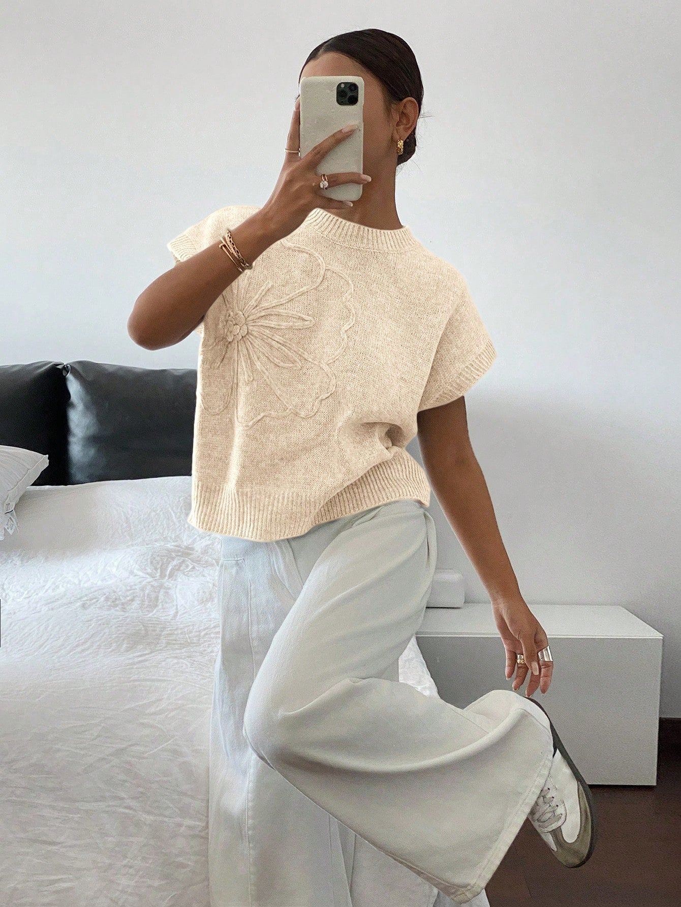 Dames Casual Gebreide Trui Top Minimalistisch Modieus Dagelijks Gebruik